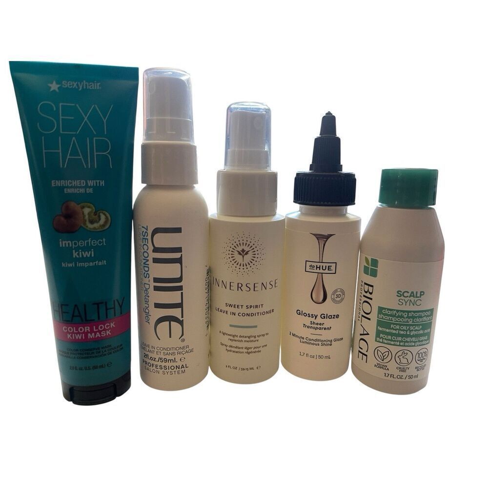 Travel 5 Item Lot dp Hue, Sexy Hair Mask, Innersense, Unite, Biolage Shampoo